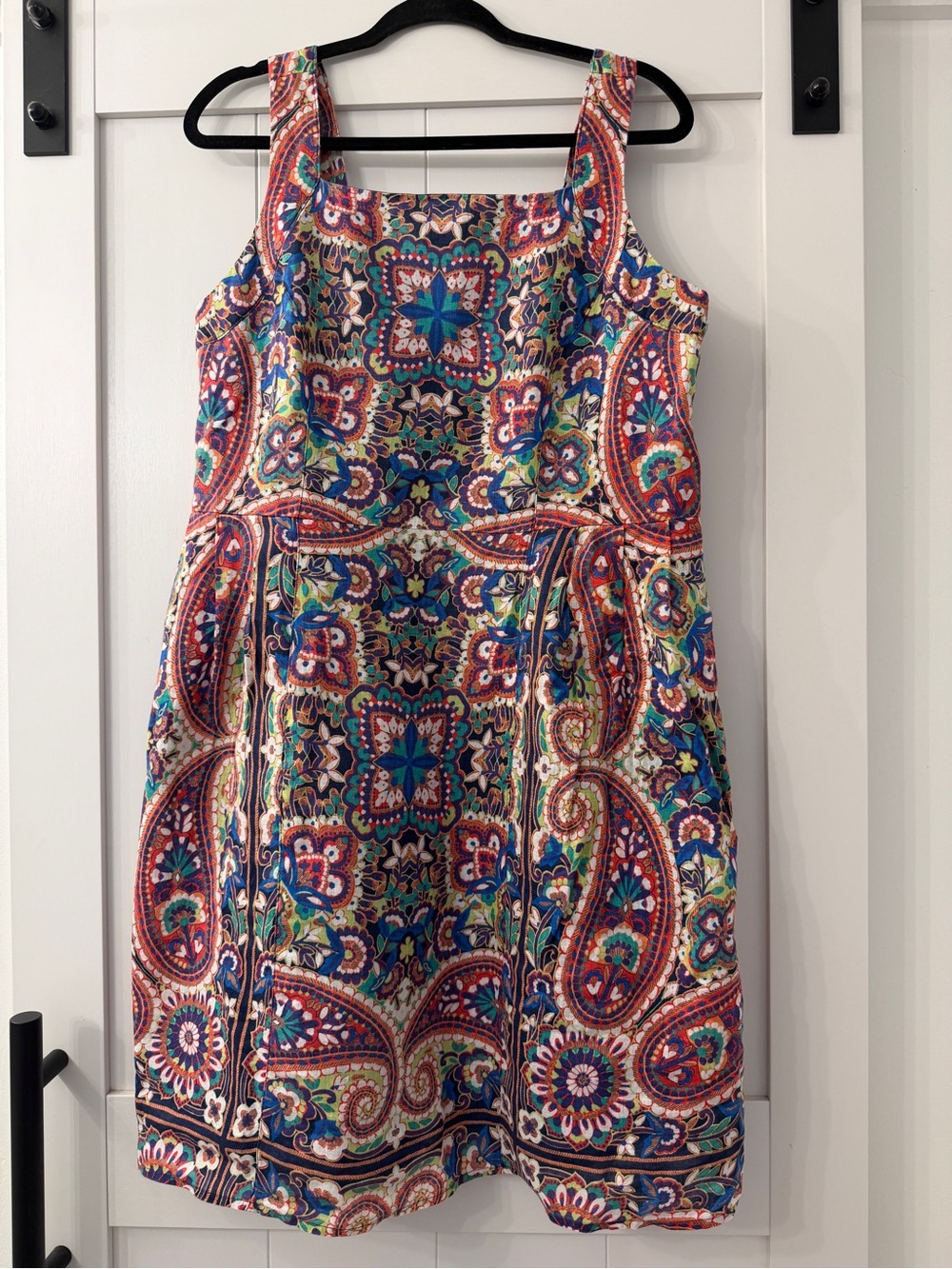 Lands End Multi-Color Paisley Print Sundress 100% Linen XL